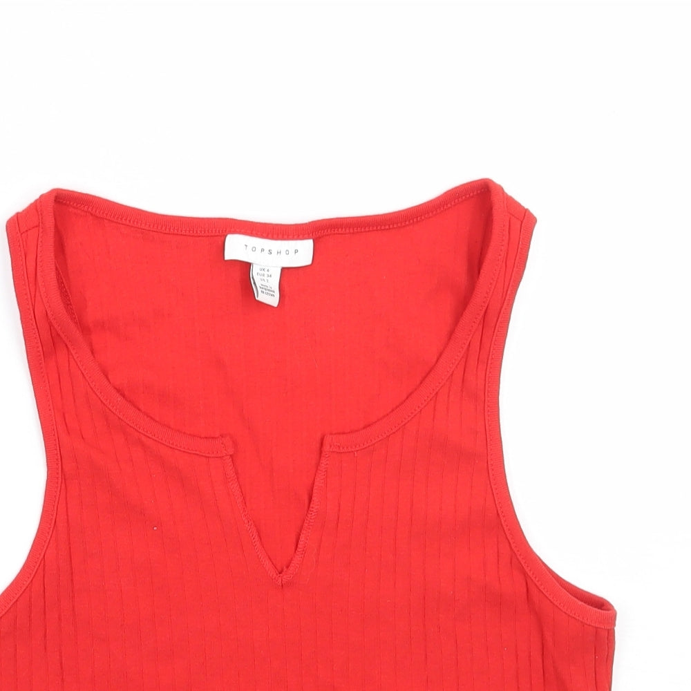 Topshop Womens Red   Basic T-Shirt Size 6