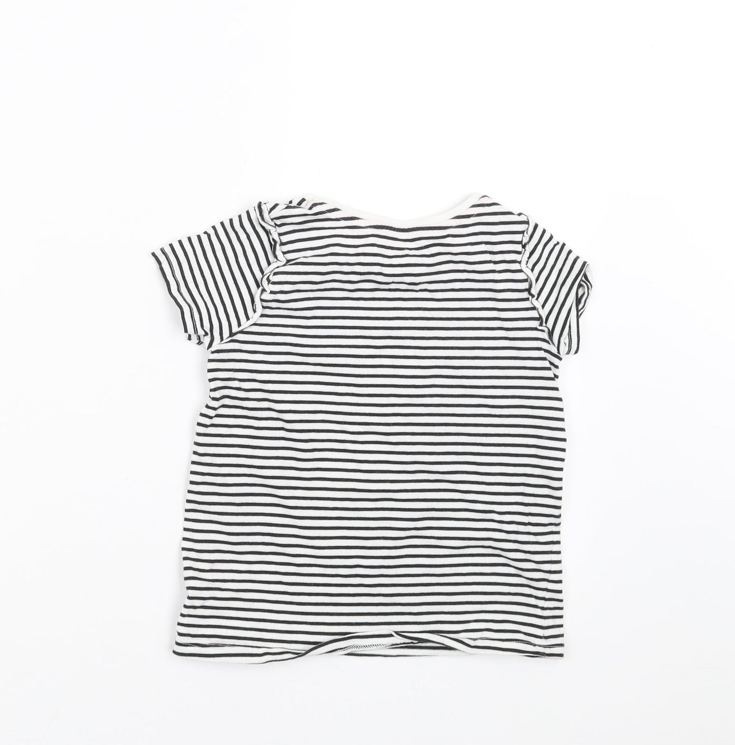 TU Girls Black Striped  Basic T-Shirt Size 5-6 Years