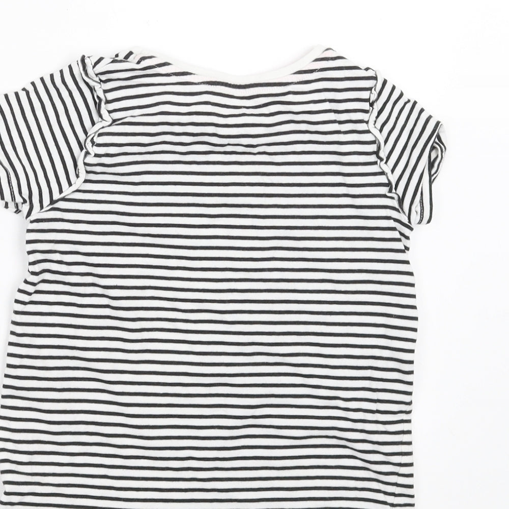 TU Girls Black Striped  Basic T-Shirt Size 5-6 Years