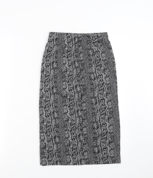 Stradivarius Womens Grey Animal Print  Straight & Pencil Skirt Size S