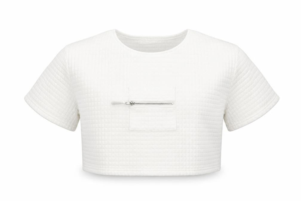 Preworn Womens White Check  Pullover Jumper Size S  - cropped