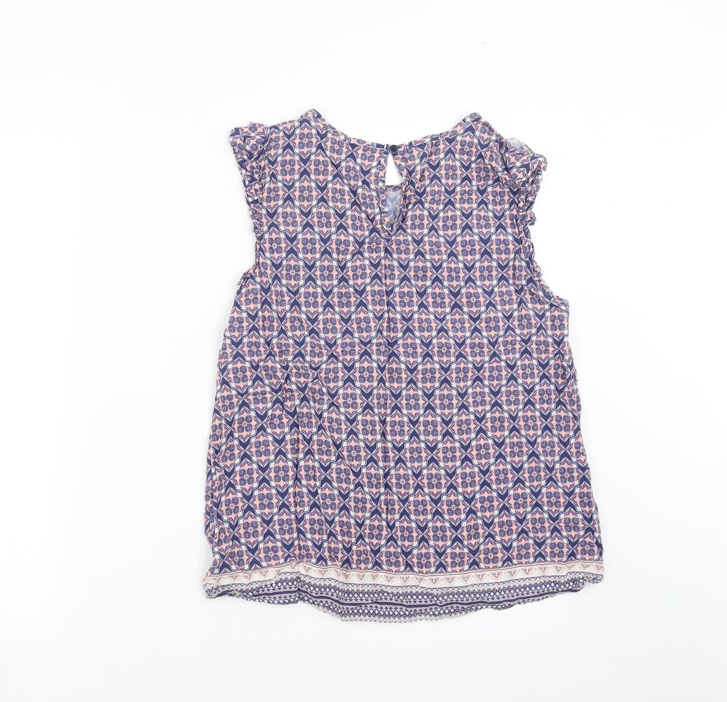 F&F Womens Blue Geometric  Basic Blouse Size 12