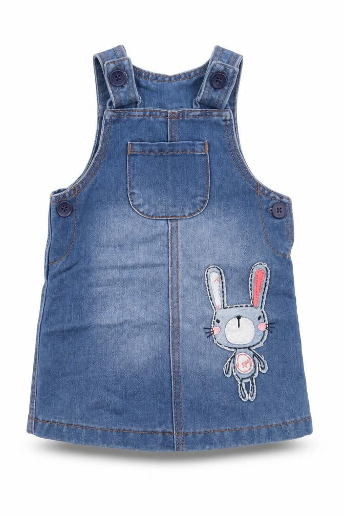 Earlydays Girls Blue  Damask Pinafore/Dungaree Dress  Size 3-6 Months  - rabbit