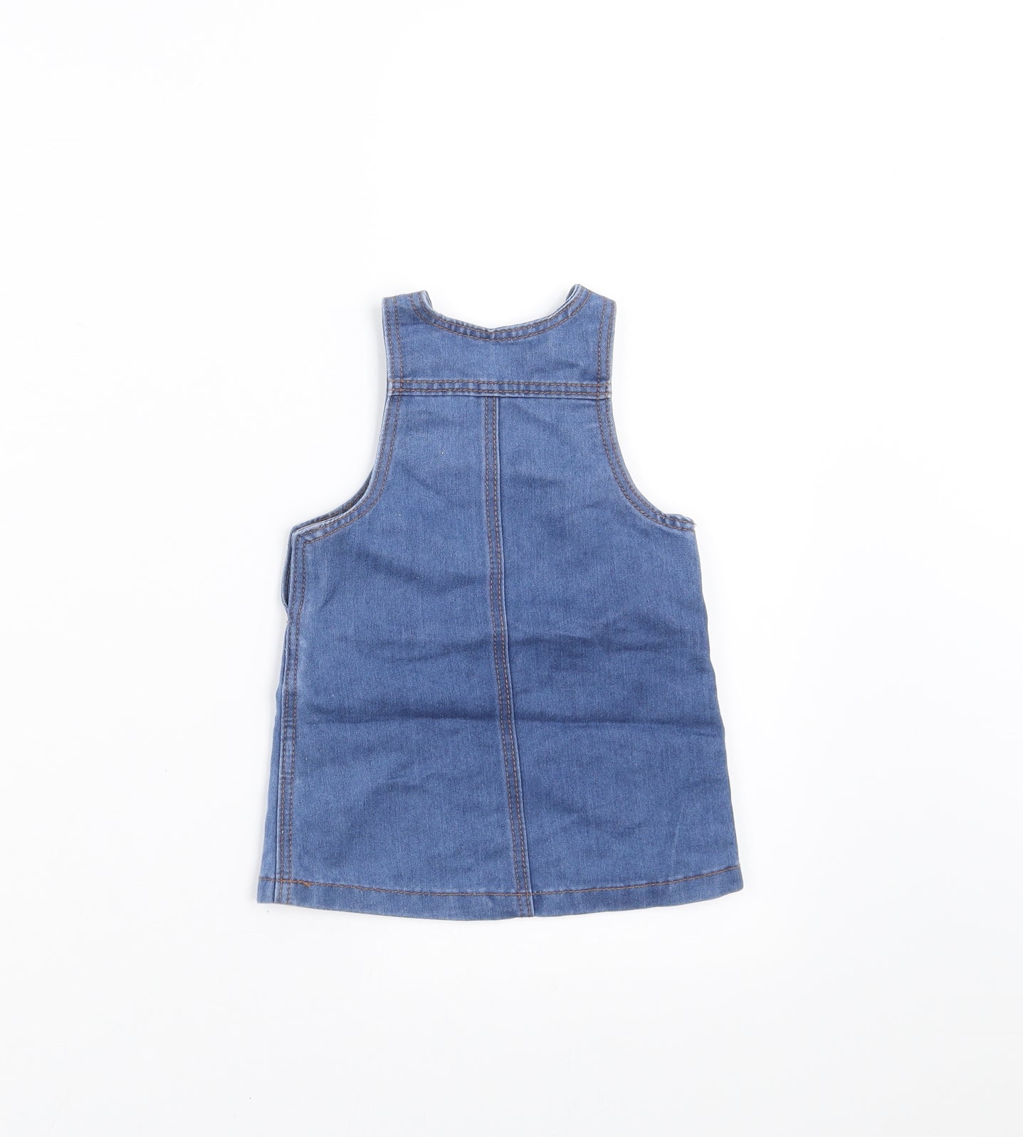 Earlydays Girls Blue  Damask Pinafore/Dungaree Dress  Size 3-6 Months  - rabbit