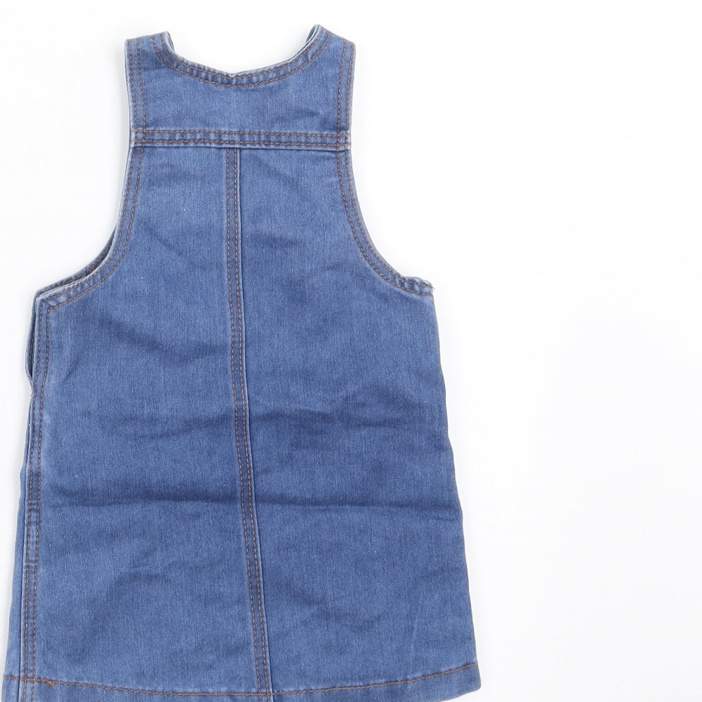 Earlydays Girls Blue  Damask Pinafore/Dungaree Dress  Size 3-6 Months  - rabbit