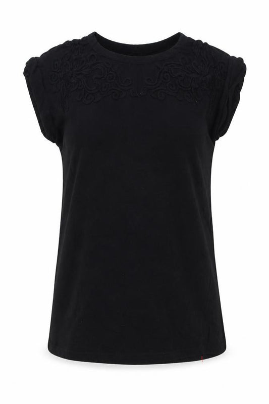 Moss Copenhagen Womens Black   Pullover Sweatshirt Size S  - Embroidered detail