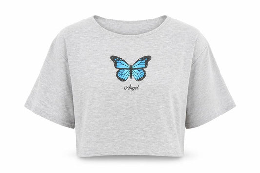 I SAW IT FIRST Womens Grey   Cropped T-Shirt Size 8