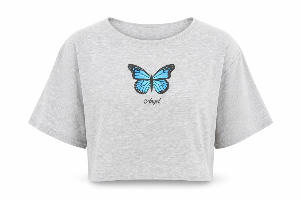 I SAW IT FIRST Womens Grey   Cropped T-Shirt Size 8