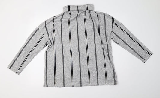 F&F Womens Grey Striped Knit Pullover Sweatshirt Size 16