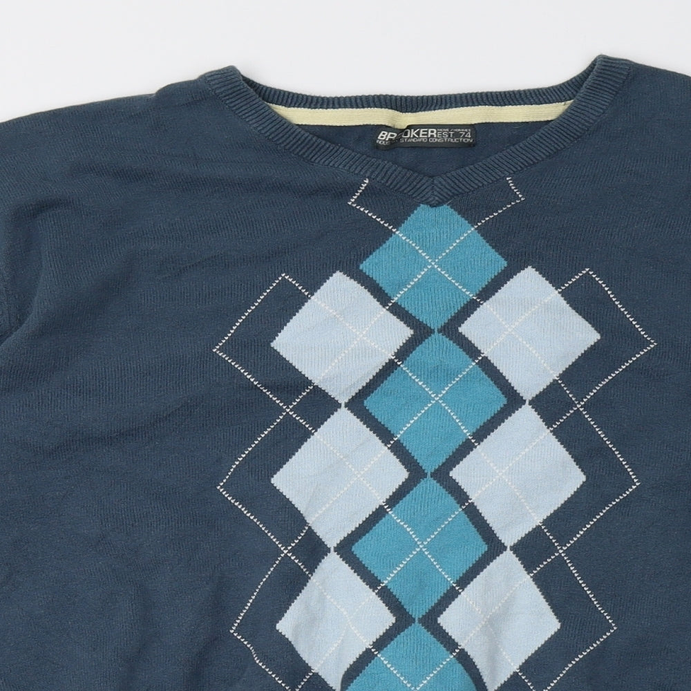 Brooker Mens Blue Geometric  Pullover Sweatshirt Size M