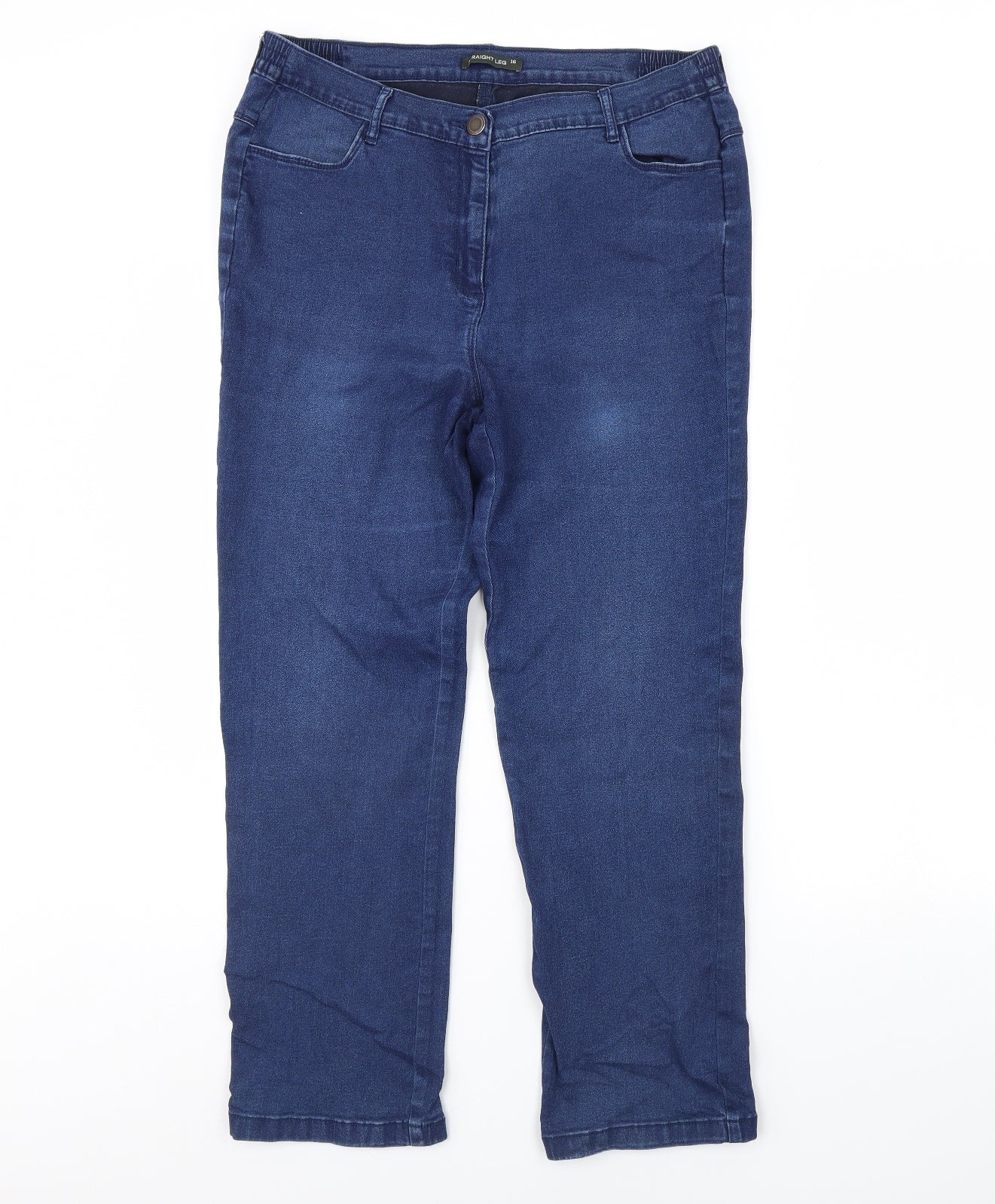 Preworn Womens Blue  Denim Straight Jeans Size 16 L30 in