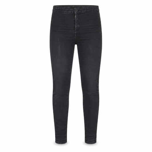 Front view of Denim & Co. women’s black denim skinny jeans, size UK 8, 29-inch leg