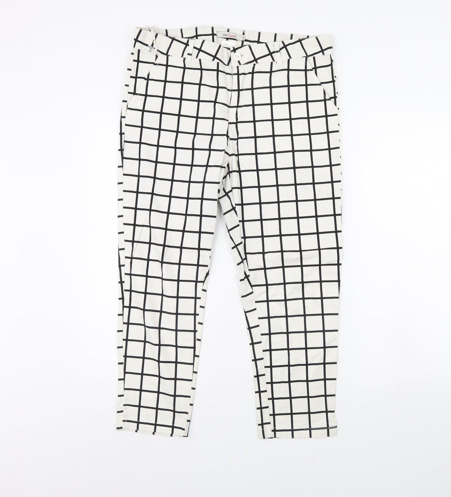 Tonlion Womens White Check  Trousers  Size 31 L30 in