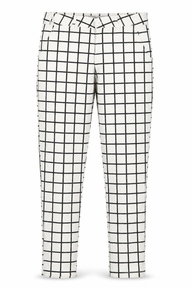 Tonlion Womens White Check  Trousers  Size 31 L30 in