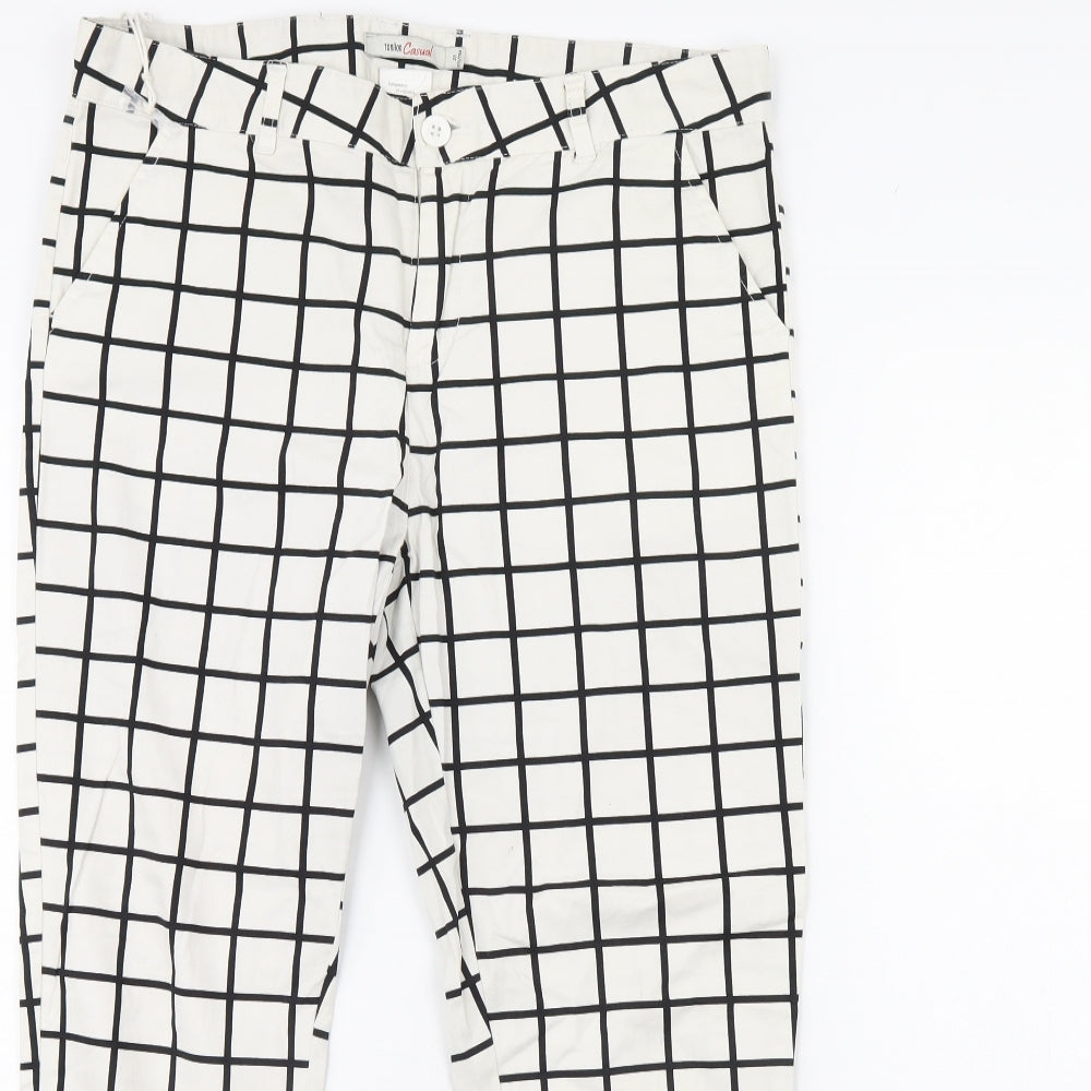 Tonlion Womens White Check  Trousers  Size 31 L30 in