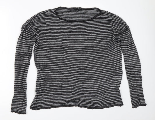 TALLY WEiJL Womens Grey Striped  Pullover Jumper Size M