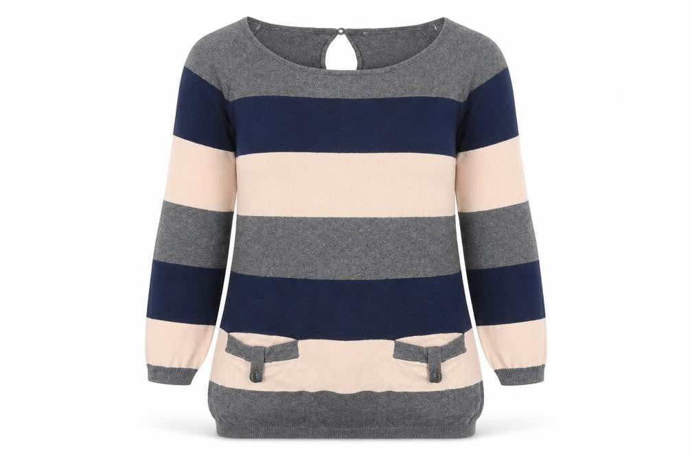 VERO MODA Womens Grey Striped  Basic T-Shirt Size S