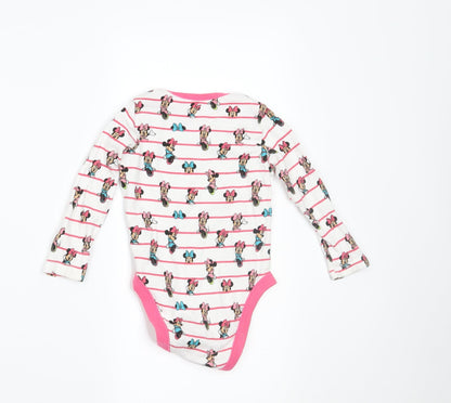 Back view of Disney Baby girls’ geometric basic t-shirt, size 9-12, months - minnie mouse bodysuit