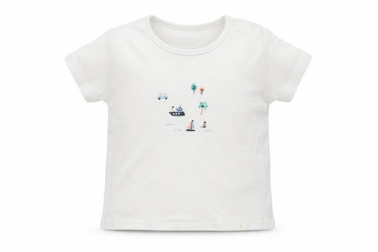 Front view of Next boys’ white geometric basic t-shirt, size 3-6, months