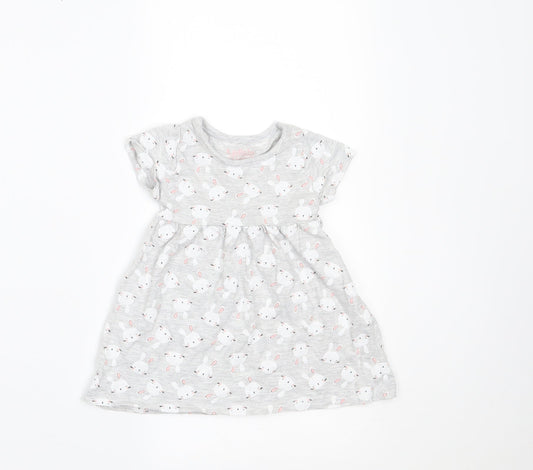 Lullaby Girls Grey Geometric  A-Line  Size 0-3 Months  - rabbitsa