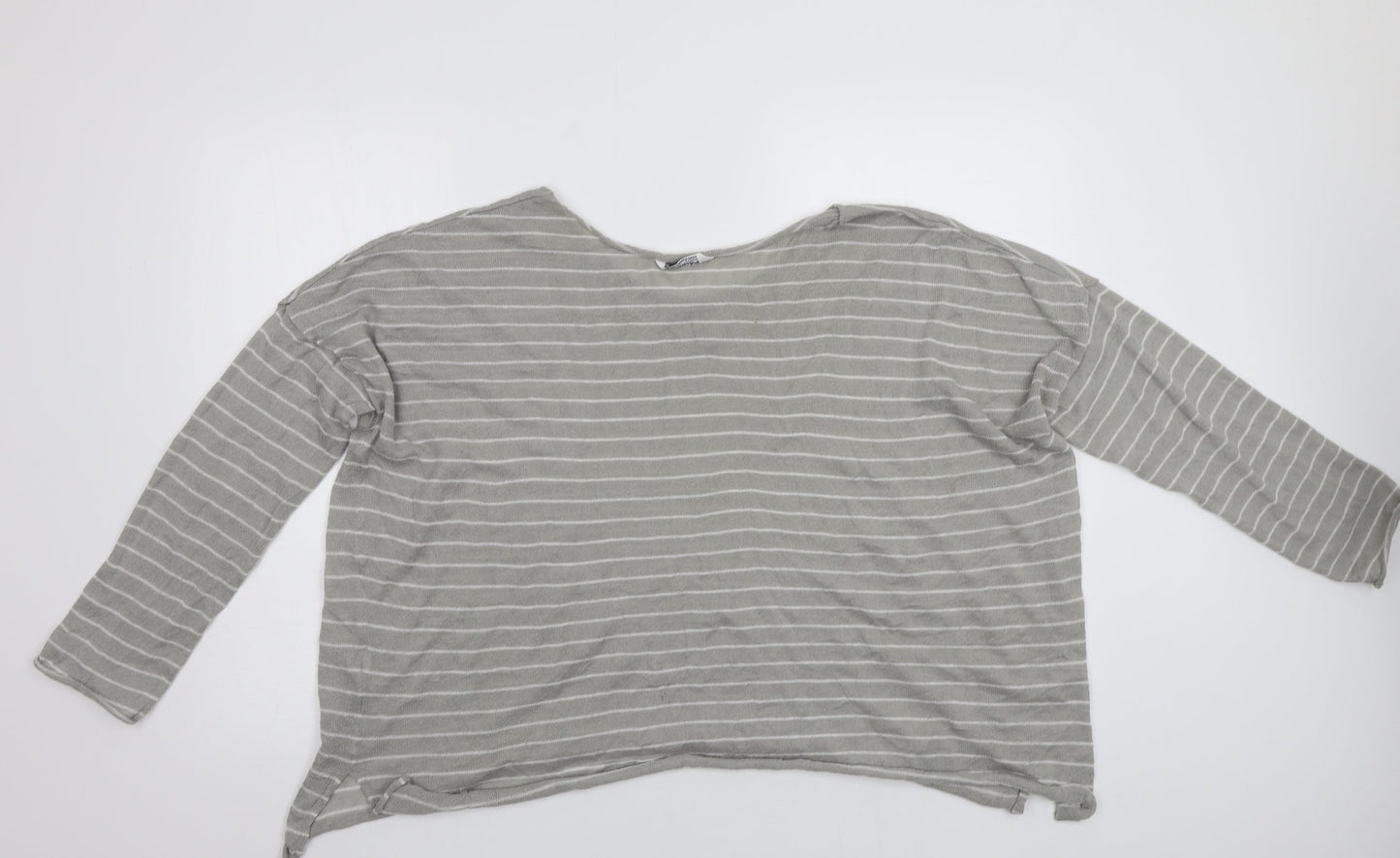 Pull &Bear Womens Grey Striped  Pullover Jumper Size L