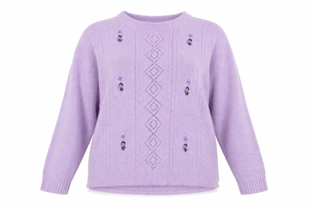 Beaumonde Womens Purple Floral  Pullover Jumper Size 18