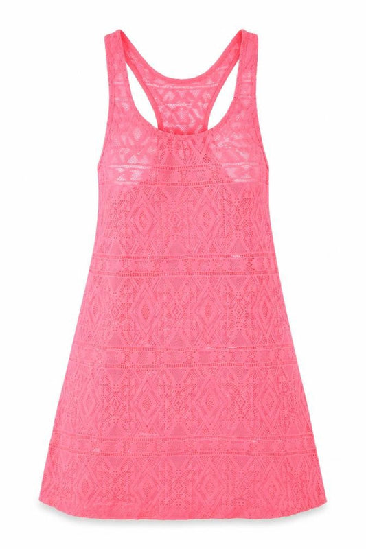 Ocean Club Womens Pink Geometric  Basic T-Shirt Size 6  - Beech Coverall Vest