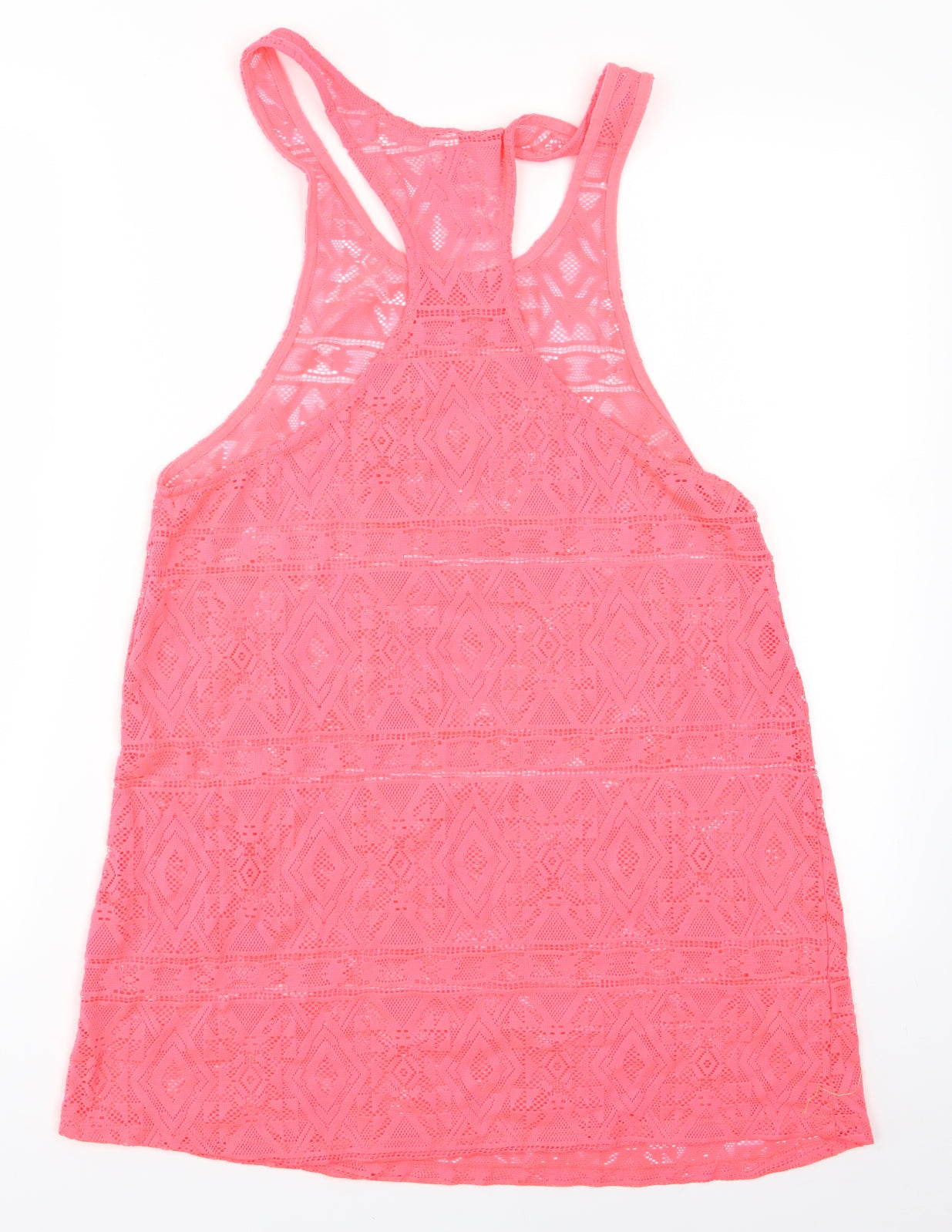 Ocean Club Womens Pink Geometric  Basic T-Shirt Size 6  - Beech Coverall Vest