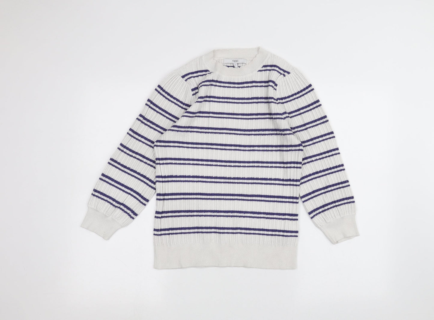 NEXT Womens White Striped  Pullover Jumper Size 12