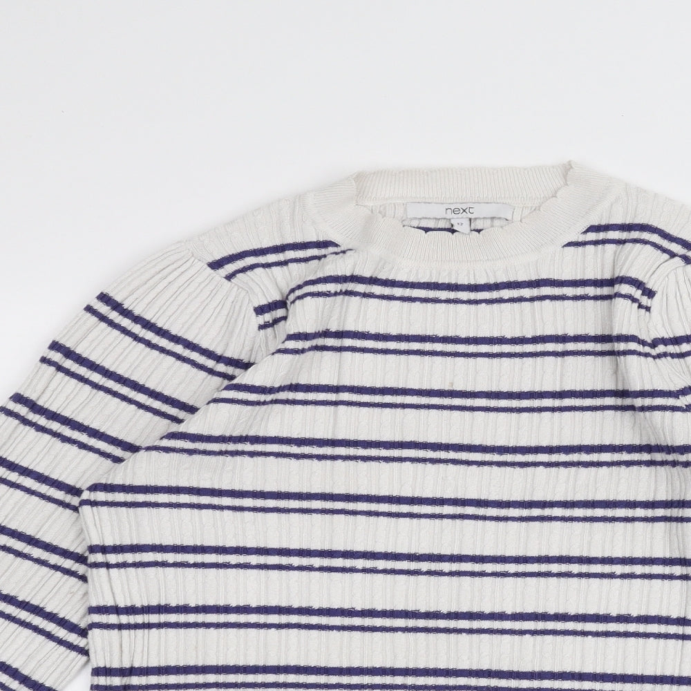 NEXT Womens White Striped  Pullover Jumper Size 12
