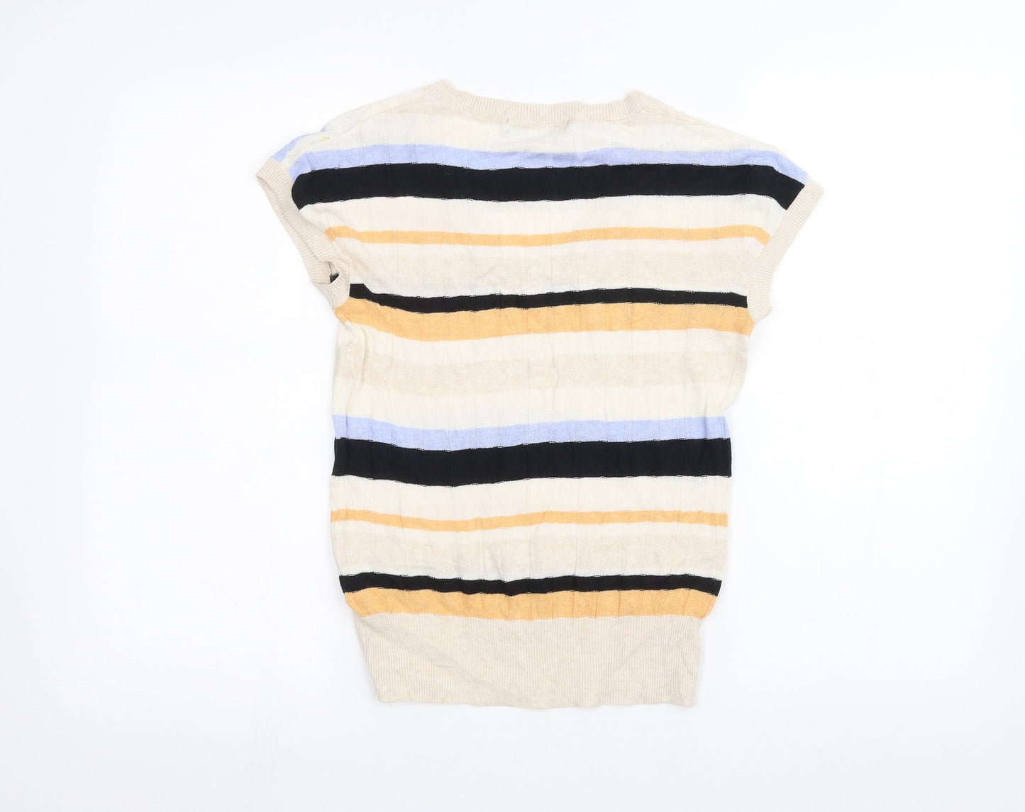 Marks and Spencer Womens White Striped  Basic T-Shirt Size S