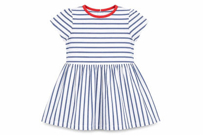 Front view of George girls’ multicoloured striped a-line, size 12-18, months