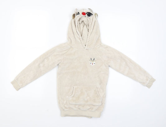 H&M Girls Beige   Pullover Hoodie Size 5-6 Years  - Raindeer