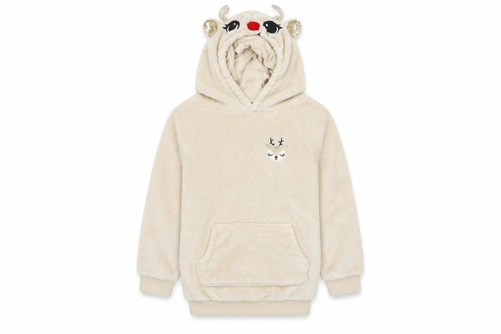 H&M Girls Beige   Pullover Hoodie Size 5-6 Years  - Raindeer