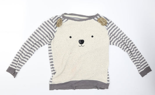 M&S Womens Grey Striped  Pullover Jumper Size 6  - Bear
