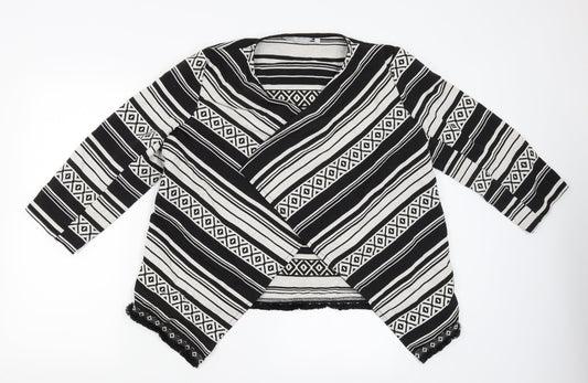 Red Herring  Womens Black Striped  Cardigan Jumper Size 14