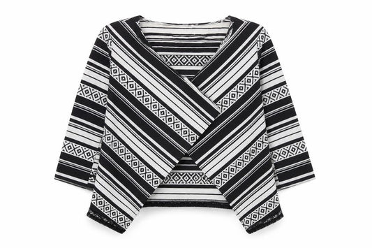 Front view of Red Herring women’s black striped cardigan jumper, size UK 14