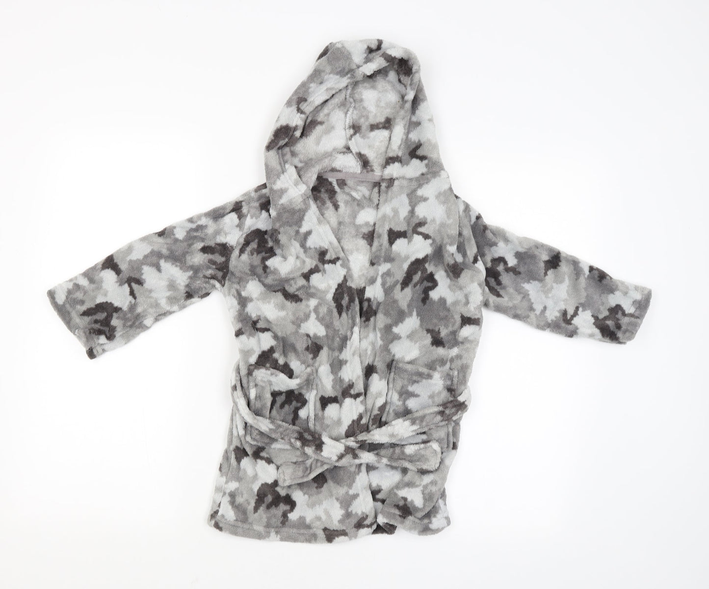 Preworn Boys Grey Camouflage   Gown Size 4-5 Years