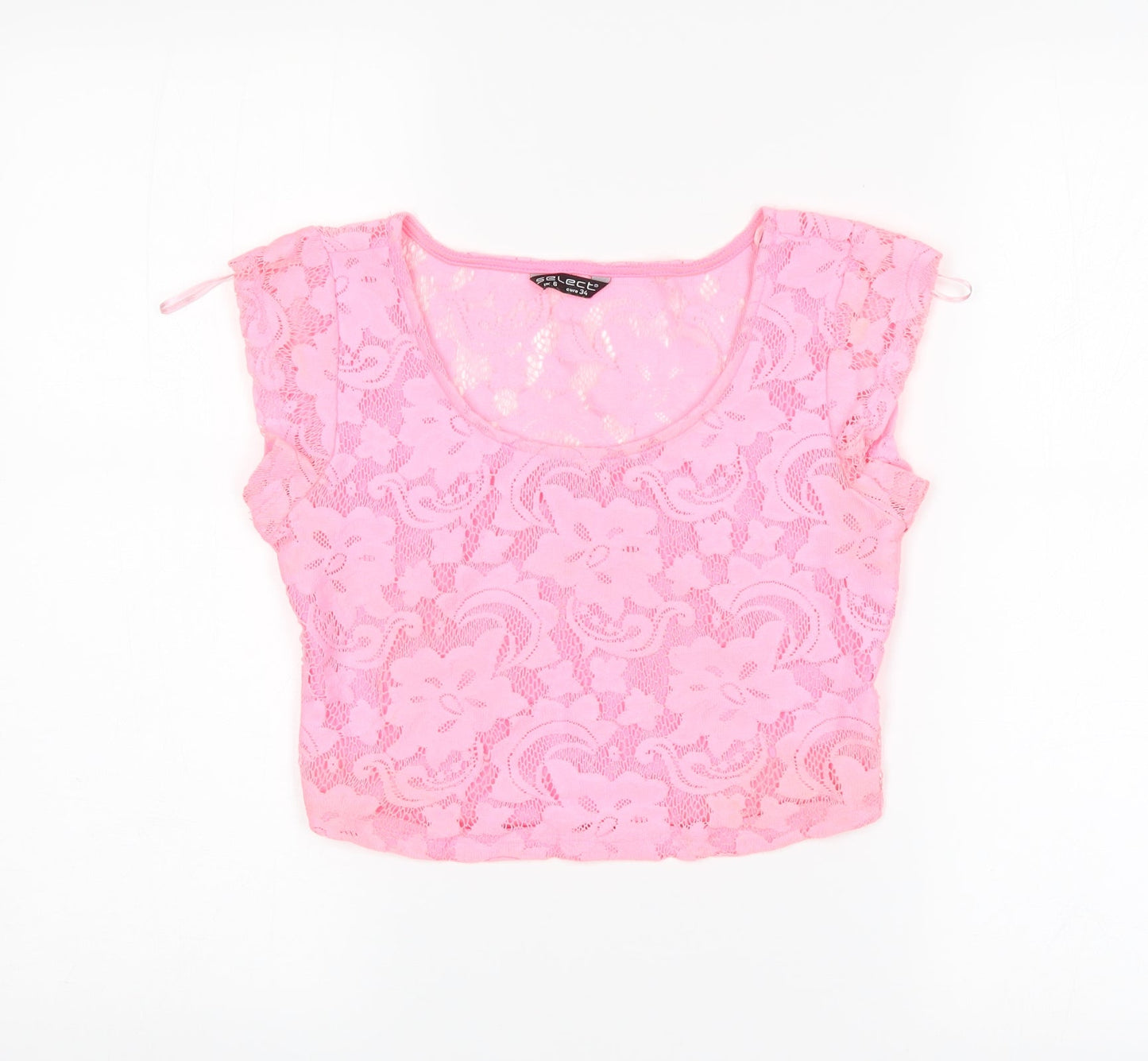 Select Womens Pink Floral  Cropped Tank Size 6