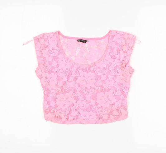 Select Womens Pink Floral  Cropped Tank Size 6