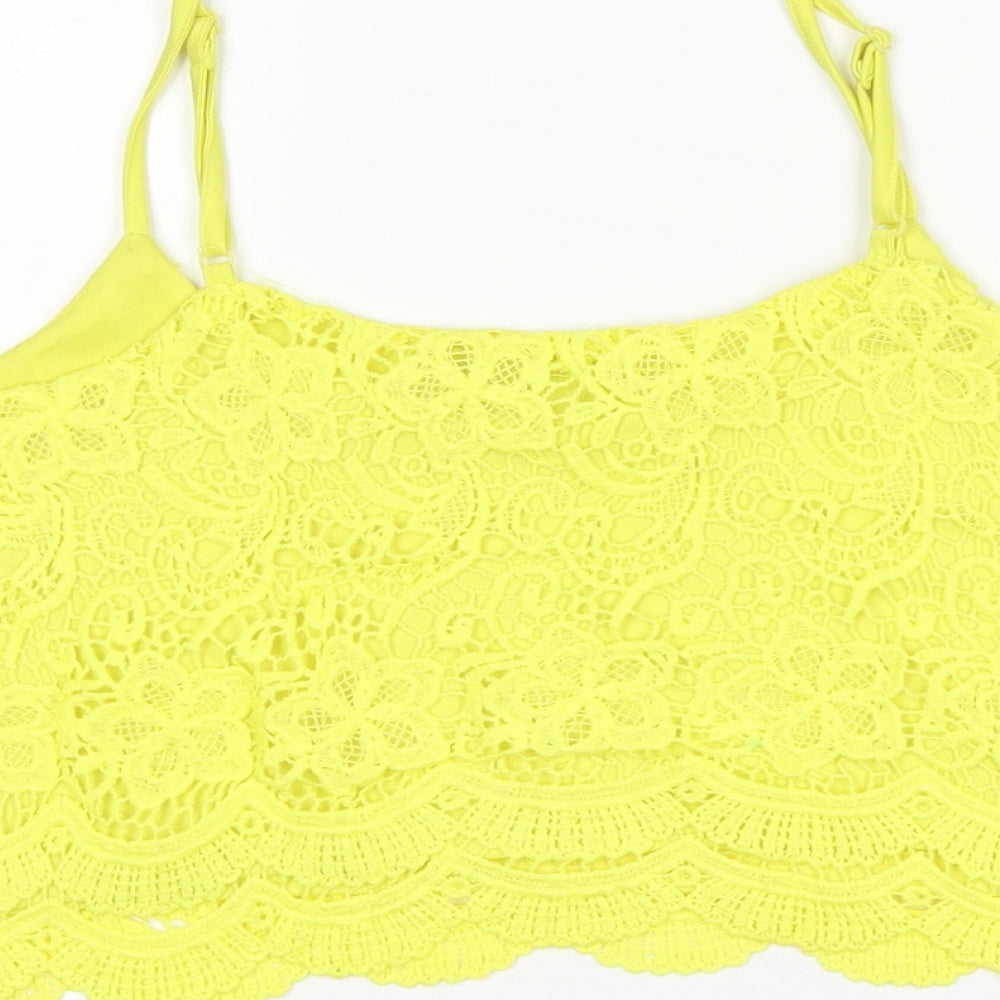 Select Womens Yellow Floral  Cropped Tank Size 10