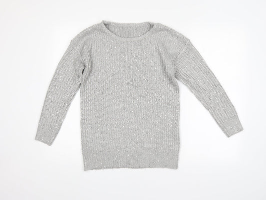 Preworn Womens Grey Striped  Pullover Jumper