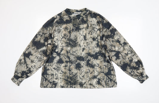 Stradivarius Mens Multicoloured Animal Print  Pullover Jumper Size XS  - Snake Skin Print