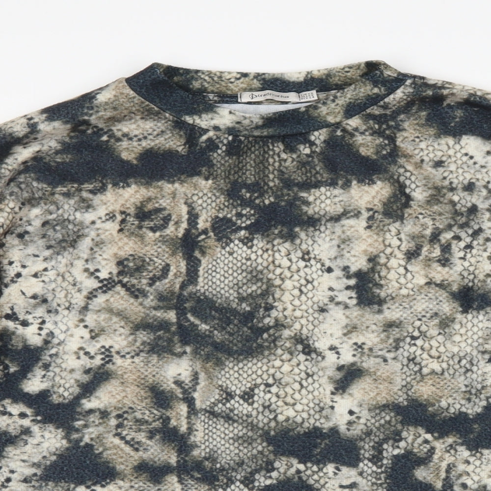 Stradivarius Mens Multicoloured Animal Print  Pullover Jumper Size XS  - Snake Skin Print