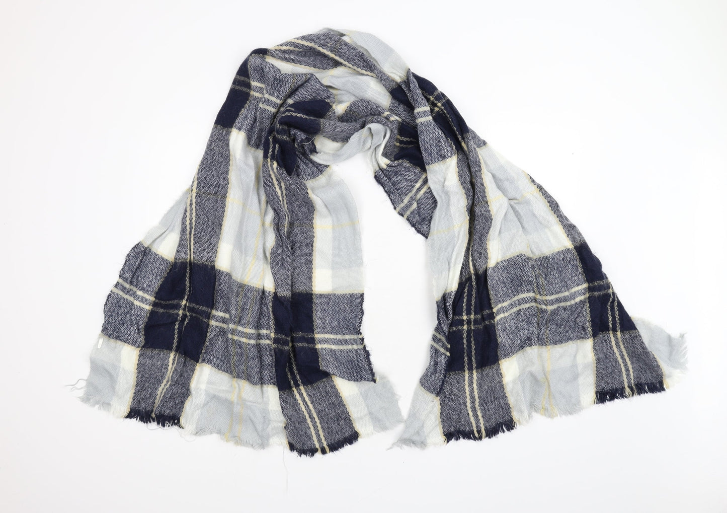 Preworn Unisex Blue Check Knit  Scarf