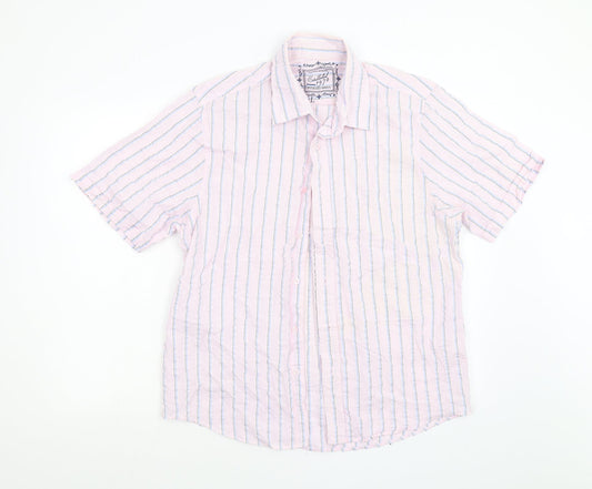 Vintage Apparel Mens Pink Striped   Button-Up Size L