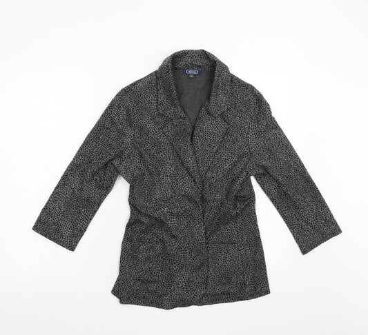 Amphora Womens Grey Animal Print  Jacket Blazer Size L