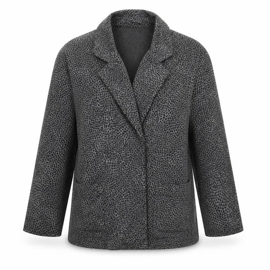 Amphora Womens Grey Animal Print  Jacket Blazer Size L