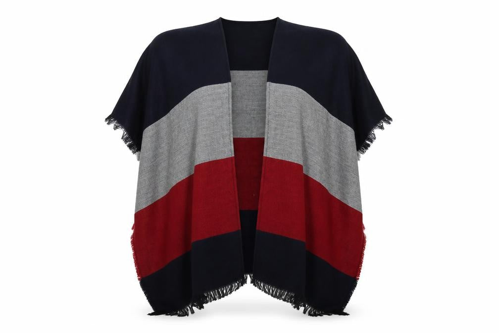 Iralzo Womens Multicoloured  Knit Jacket Poncho One Size