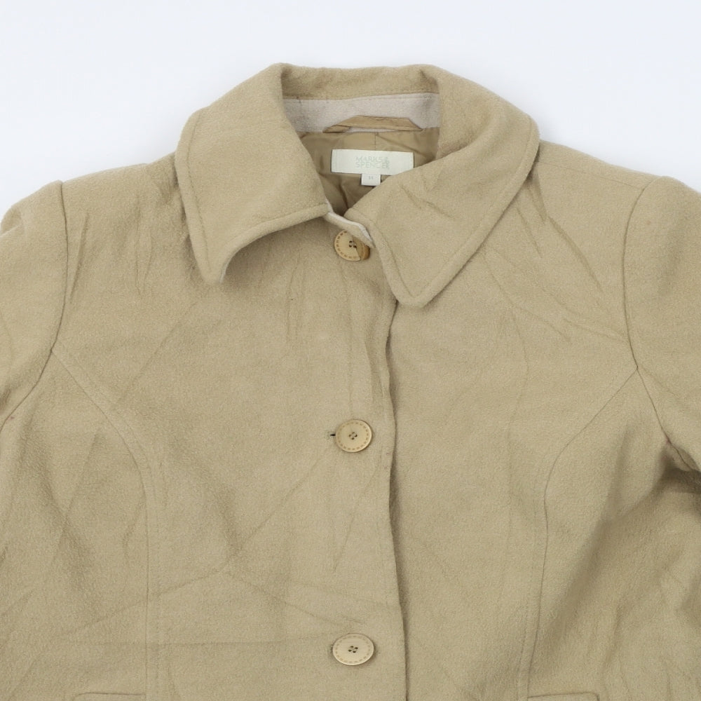 M&S Womens Beige   Overcoat Coat Size 14
